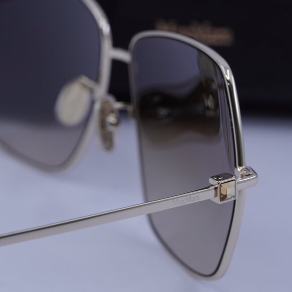 MaxMara JEWEL MM0035-H 32F Geometric Sunglasses - Gold/Brown - Picture 10 of 11